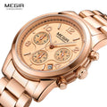 Megir Women’s Luxury Rose Gold Chronograph Watch – Premium Quartz Wristwatch