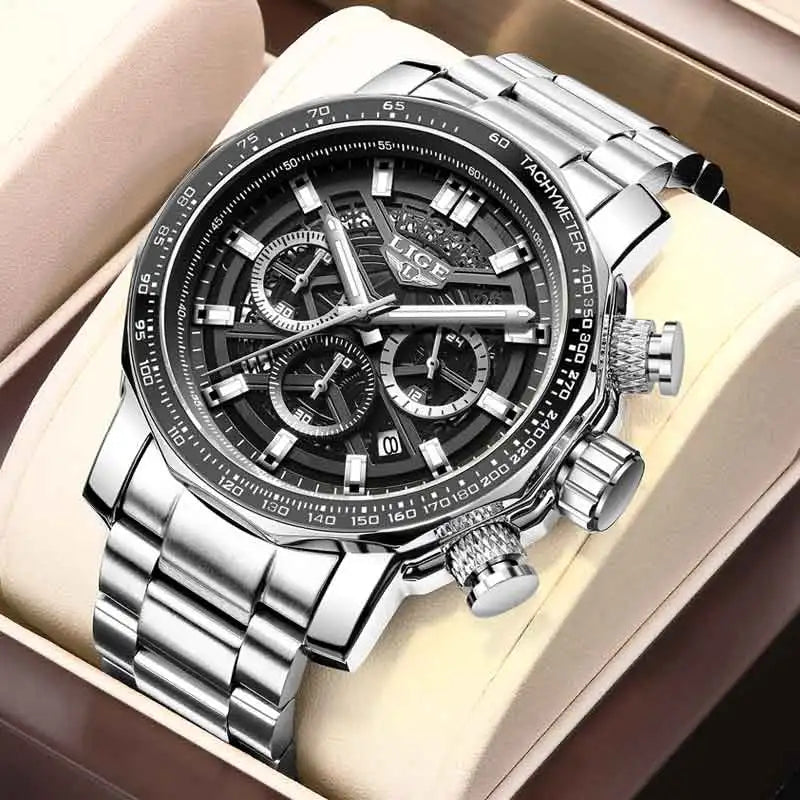 ⌚ LIGE Premium Men’s Watch – Luxury Chronograph & Water Resistant