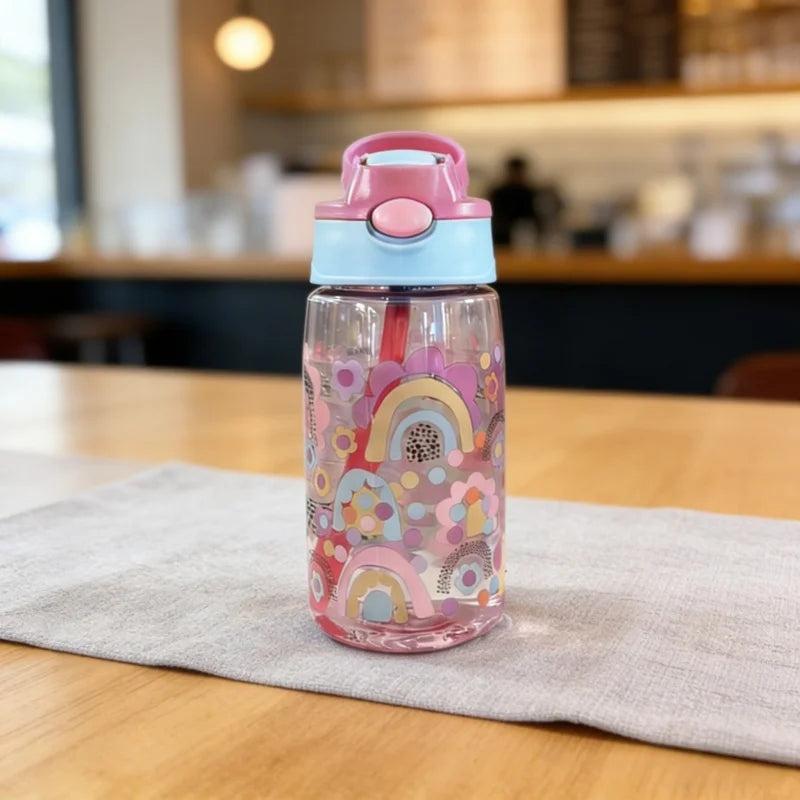 💧 Kids 480ml Water Bottle with Straw & Carry Handle – Portable & Easy to Use