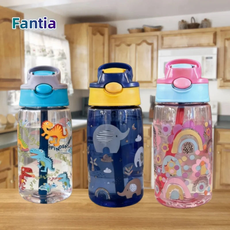 💧 Kids 480ml Water Bottle with Straw & Carry Handle – Portable & Easy to Use