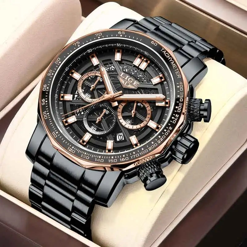 ⌚ LIGE Premium Men’s Watch – Luxury Chronograph & Water Resistant