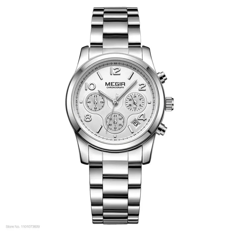 Megir Women’s Luxury Rose Gold Chronograph Watch – Premium Quartz Wristwatch