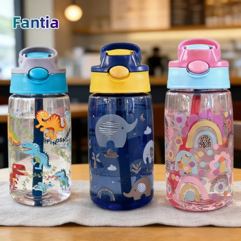 💧 Kids 480ml Water Bottle with Straw & Carry Handle – Portable & Easy to Use
