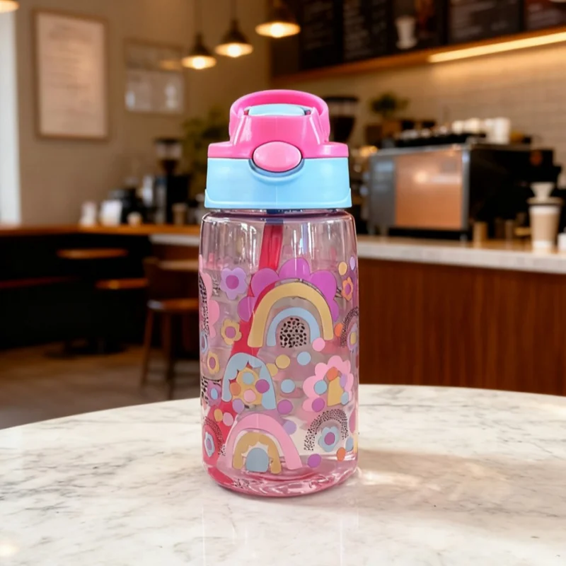 💧 Kids 480ml Water Bottle with Straw & Carry Handle – Portable & Easy to Use